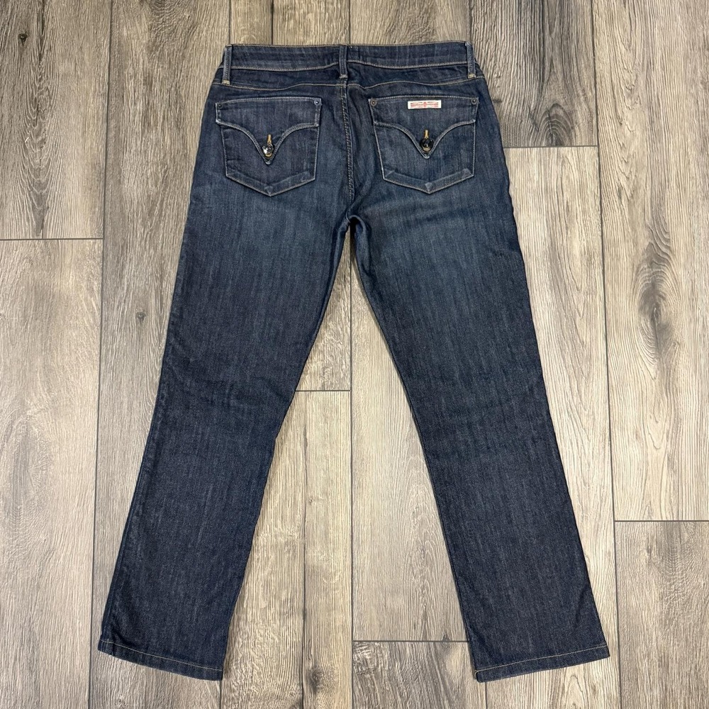 Hudson Carly Straight Leg Jeans Dark‎ Wash Blue 27 Flap Pocket Designer Denim - Picture 4 of 14